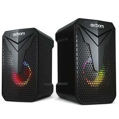 Caixa de Som Gamer Exbom 2.0 CS-C54, LED, 10W, Preta