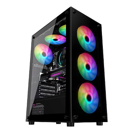 Gabinete Gamer Duex DX305T-RGB C/ 3 Fans, Mid Tower, Vidro Temperado