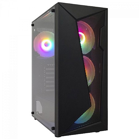 Gabinete Gamer Duex DX305M-RGB C/ 3 Fans, Mid Tower, Vidro Temperado