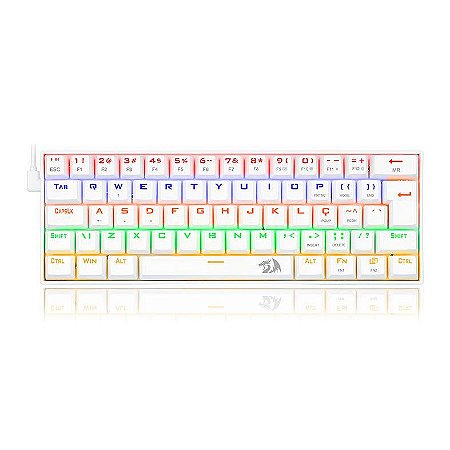 Teclado Gamer Mecânico Redragon Dragonborn 60% Branco, RGB, Switch Red