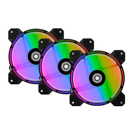 Kit Cooler Z200 RGB, 3 fans, RGB, 120mm, Com Controladora