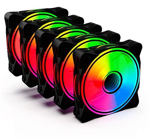 Kit Cooler One Power Radiant X5, 5 fans, RGB, Com Controladora, 120mm