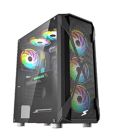 Gabinete Xtrike C/ 3 Fans, Mid Tower, Lateral de acrílico, Preto