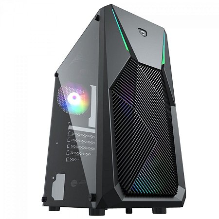 Gabinete Gamer Prime C/ 3 Fans, Mid-Tower, Lateral Vidro, Preto