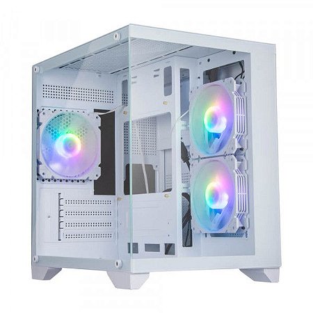 Gabinete Gamer Bluecase Soul Pro C/ 3 Fans Argb, Frontal E Lateral Em Vidro, Branco