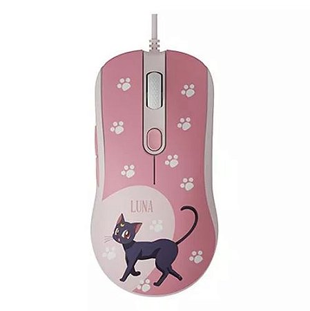 Mouse Gamer Akko Sailor Moon Crystal Edition, Luna, 12800 DPI, rosa