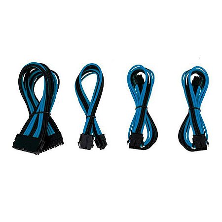 Kit Cabo Sleeved Gaming Preto/Azul (8p + 2x6+2p + 24p)