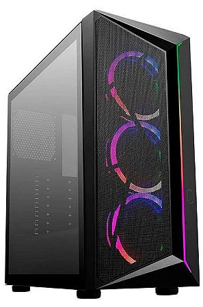 Gabinete Cooler Master CP 510, Mid Tower, Com 3 Fans, Lateral de Vidro, Preto