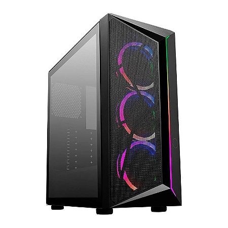Gabinete Cooler Master CP 510, Mid Tower, Com 3 Fans, Lateral de Vidro, Preto