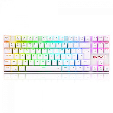 Teclado Gamer Mecânico Redragon Kumara Pro Wireless, Bluetooth, Bateria Recarregável, RGB, Switch Blue, Branco