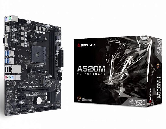Placa Mãe Biostar A520MT, Chipset A520, AMD AM4, mATX, DDR4