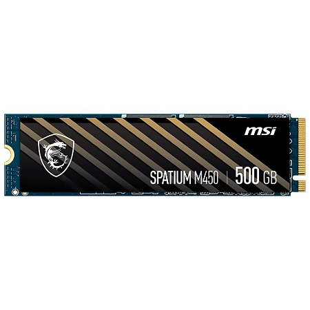 SSD MSI Spatium M450, 500gb, NVMe M.2 2280, PCIe 4.0, Leitura 3600MB/s, Gravação 2300MB/s