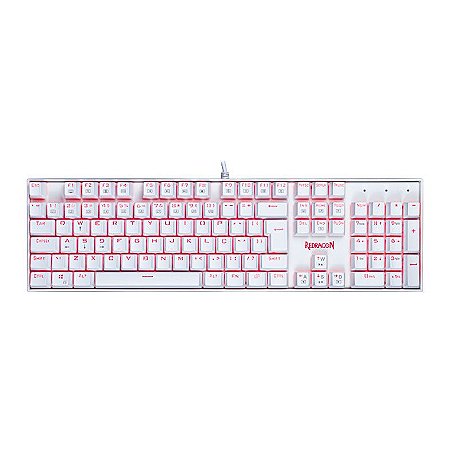 Teclado Gamer Mecânico Redragon Mitra Branco, Swich Redragon MK2 Brown, ABNT2