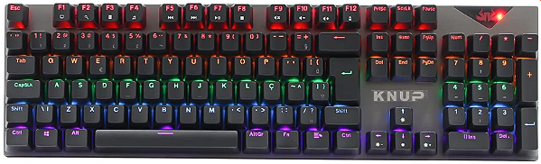 Teclado Gamer Mecânico Knup KP-TM010, preto, RGB, Switch Blue