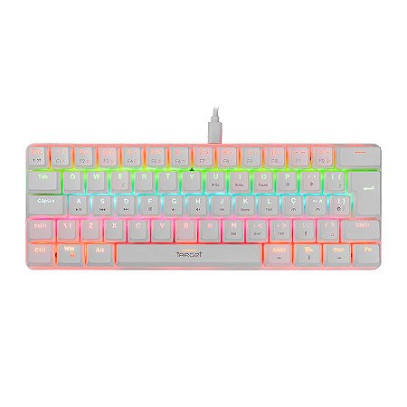 Teclado Gamer Mecânico Sherman Mini 60%, RBW, Switch Blue, Branco