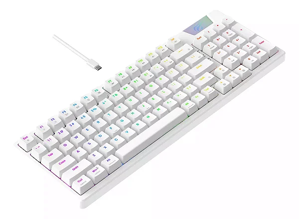 Teclado Gamer Mecânico Havit KB885L-PB, RGB, Switch Red, Branco