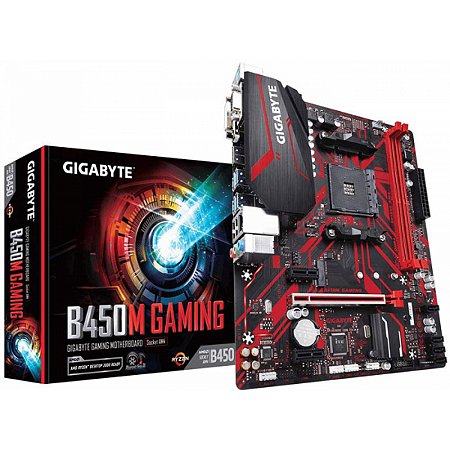 Placa Mãe Gigabyte B450M rev. 1.2, AMD AM4, mATX, DDR4