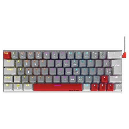 Teclado Gamer Mecânico PCYes Kuromori 60%, Led Rainbow, Switch Red, ABTN2