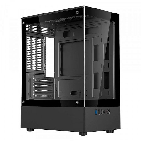 Gabinete Bluecase Nuker V2 BG-053,  Lateral E Frente Em Vidro Temperado, Preto