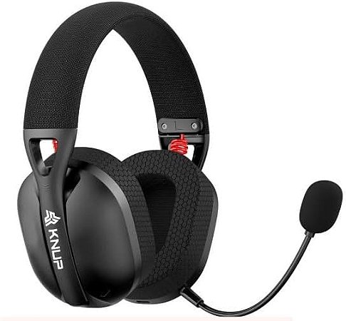 Headset Gamer Wireless Knup Hathor FN627, 2.4Hz/Bluetooth, Microfone destacável, Preto