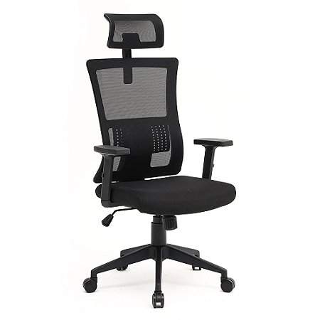 Cadeira Mymax Max Office Ergonomica MAX1, Tecido Mesh, Preto