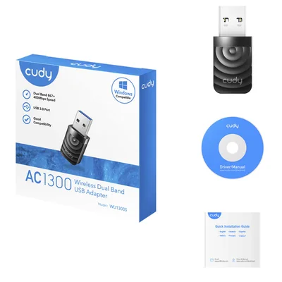 Adaptador Wireless USB Cudy AC1300 Dual Band 2.4ghz(400Mbps) E 5ghz(867Mbps)