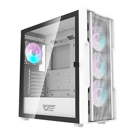 Gabinete Gamer Aigo Darkflash DK431 Mesh, RGB, Mid-Tower, Lateral De Vidro, Com 4 Fans, Branco