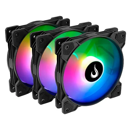 Kit Cooler Risemode X ARGB*, 3 fans, Rainbow, 120mm, Preto