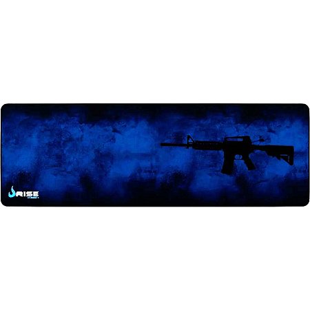 Mousepad Gamer Rise Gaming M4A1 90 x 30cm, MP06 E, Preto/Azul
