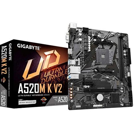 Placa Mãe Gigabyte A520M K V2, AMD AM4, mATX, DDR4