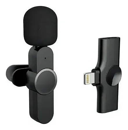 Microfone de Lapela Sem Fio para Iphone Onistek MC802, Preto