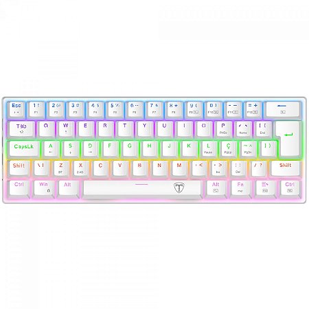 Teclado Gamer Mecânico Wireless T-Dagger Arena Pro, Bluetooth, Rainbow, Switch Brown, Branco