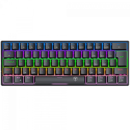Teclado Gamer Mecânico Wireless T-Dagger Arena Pro, Bluetooth, Rainbow, Switch Brown, Preto