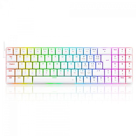 Teclado Gamer Mecânico Redragon Ashe, RGB, Switch Red, Branco