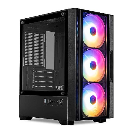 Gabinete Gamer Ward V3, C/ 3 Fans, Mini-Tower, Lateral Vidro, Preto
