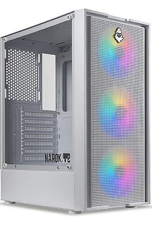 Gabinete Gamer Narok V2, C/ 3 Fans, Mid-Tower, Lateral Vidro, Branco