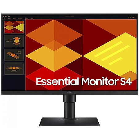 Monitor Samsung Essencial S4 LED IPS 24" Full HD, 100Hz, 5ms, Suporte c/ ajuste para altura, inclinação e rotação