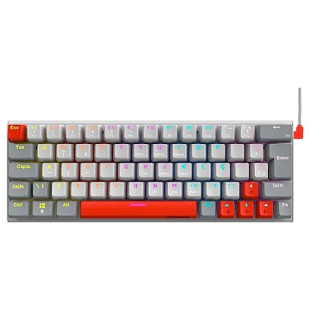 Teclado Gamer Mecânico PCYes Kuromori 60%, Led Rainbow, Switch Blue, ABTN2