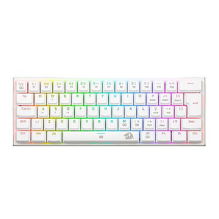 Teclado Gamer Mecânico Redragon Anivia, RGB, Switch Blue, Low Profile, Branco
