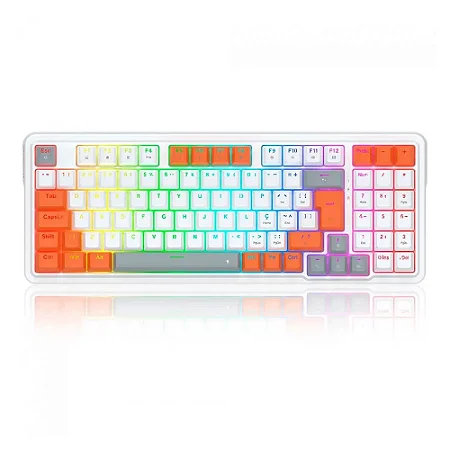 Teclado Gamer Mecânico Redragon Gloria 98%, RGB, Switch Red, Branco