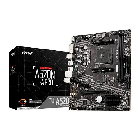 Placa Mãe MSI A520M-A Pro, AMD AM4, mATX, DDR4