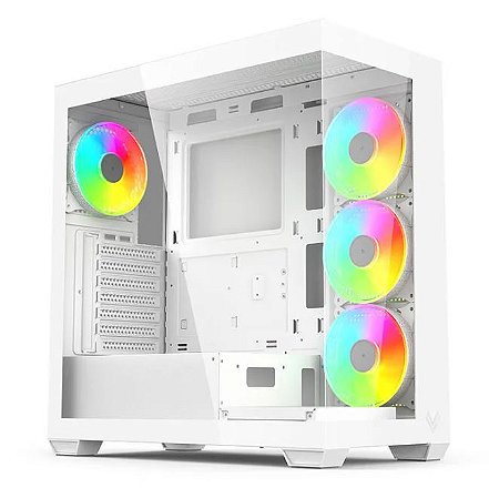 Gabinete Gamer Hilevel LV510, Mid-Tower, Com 4 Fans ARGB, Lateral de Vidro, Branco