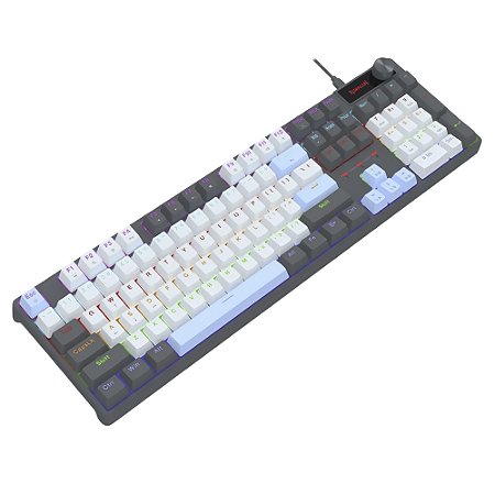 Teclado Gamer Mecânico Redragon Caesura, RBW, Switch Brown, Preto