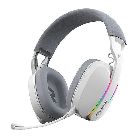 Headset Gamer Wireless Marvo Pulz 70W, Wireless/Bluetooth (S/fio), Microfone destacável, Branco
