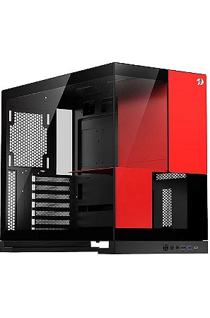 Gabinete Gamer Redragon Eternal, Frontal E Lateral Em Vidro, Preto e Vermelho