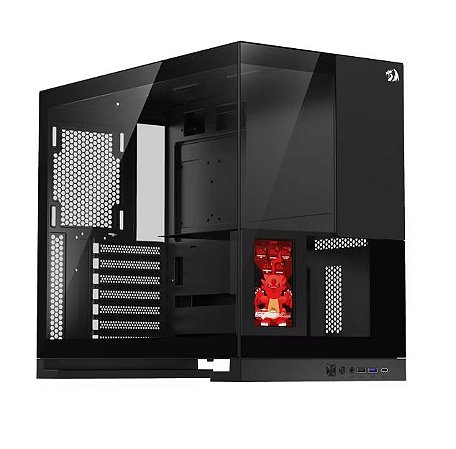 Gabinete Gamer Redragon Eternal Pro, Frontal E Lateral Em Vidro, com Tela LCD, Preto