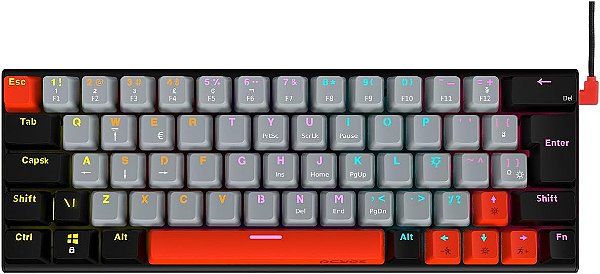 Teclado Gamer Mecânico PCYes Arkeum 60%, Led Rainbow, Switch Outemu Red, ABTN2
