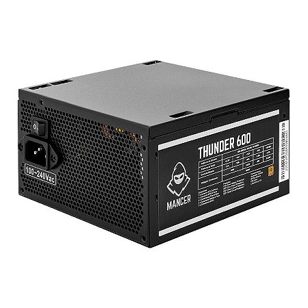 Fonte Mancer Thunder ATX 600W, PFC Ativo, 80 Plus Bronze