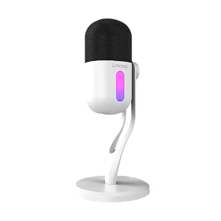 Microfone PCYes Volini White Ghost, RGB, USB, Branco