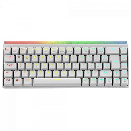 Teclado Gamer Mecânico PCYes Shiyan White Ghost 65%, Led Rainbow, Switch Outemu Red, ABTN2, Branco